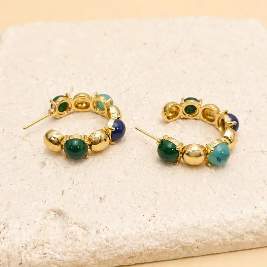 Multi Color Gold Hoops - Blues