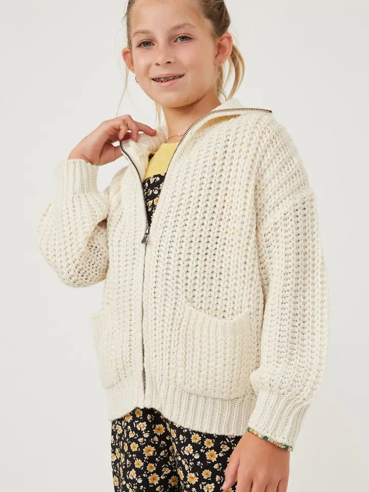 Collared Knit Jacket - Cream