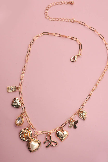 Flower Charm Necklace - Gold