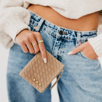 Kat Suede Wallet - Taupe