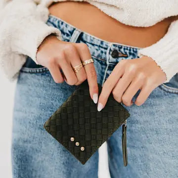 Kat Suede Wallet - Olive