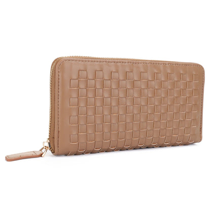 Yoona Woven Zip Wallet: Taupe