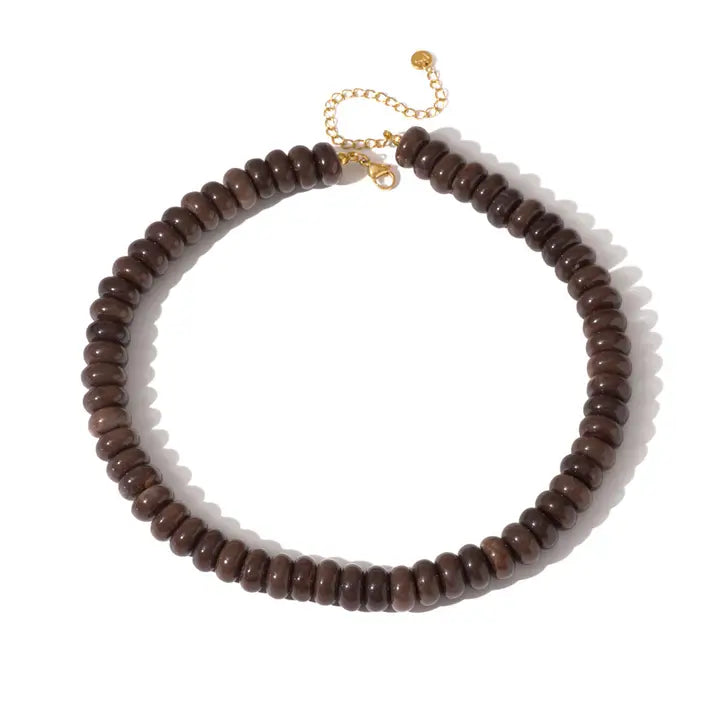 Dana Donut Bead Necklace - Brown