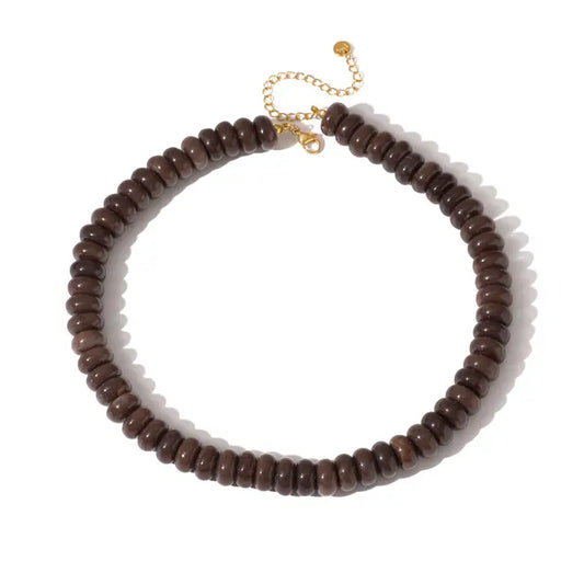 Dana Donut Bead Necklace - Brown