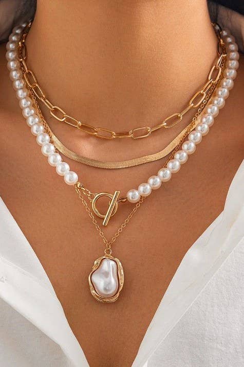 Pearl Charm Layered Necklace