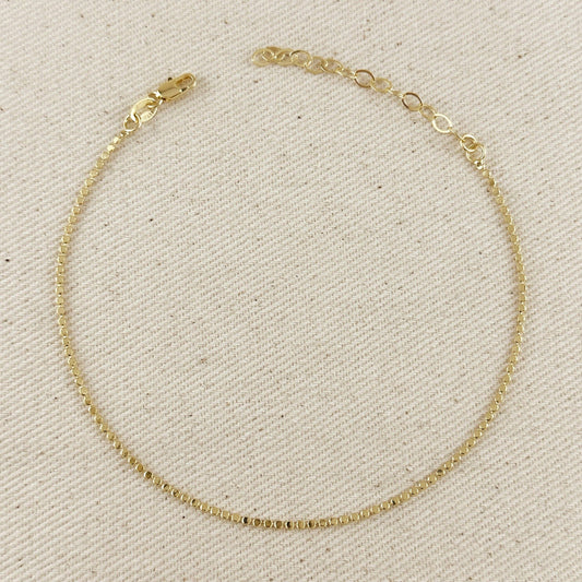 Flat Dots Chain Anklet - 18k Gold