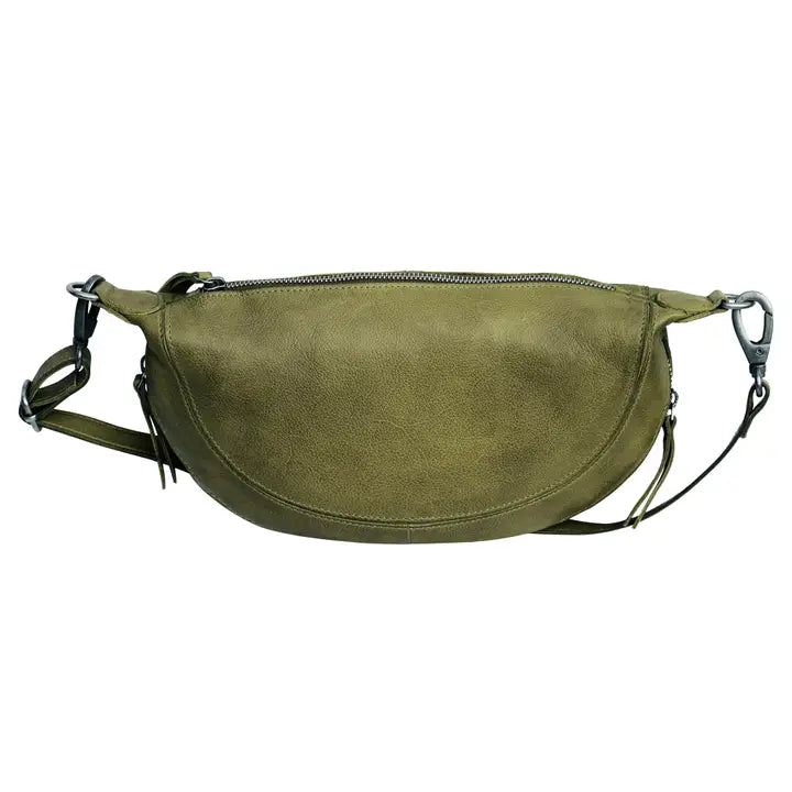 Crosby Handcrafted Leather Sling Bag - Moss