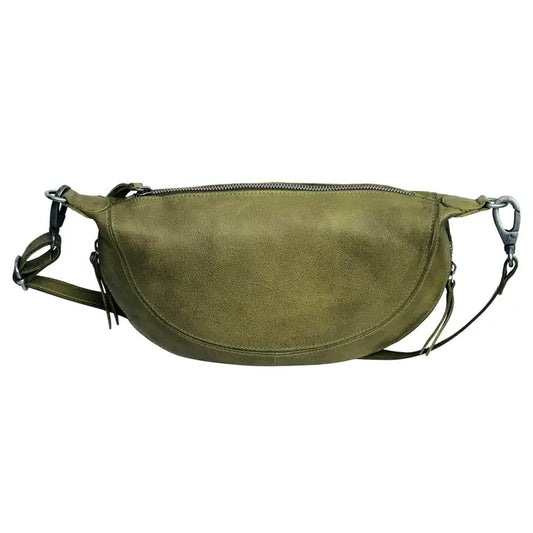 Crosby Handcrafted Leather Sling Bag - Moss