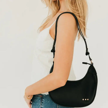 Celeste Crescent Shoulder Bag - Black