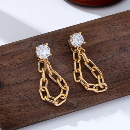 Crystal Stud Hoop & Drop Earrings - Gold
