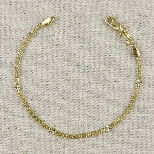 Mesh Chain W/Pressed Detail - 18k Gold Filled