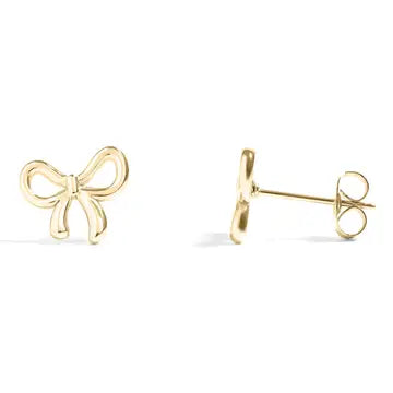 Bow Stud Earrings - Gold