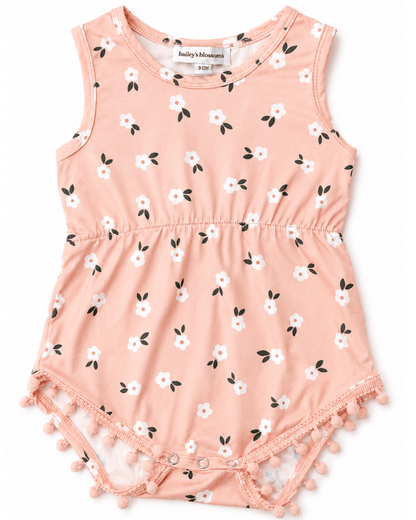 Dillon Pom Pom Romper - Peach Harvest