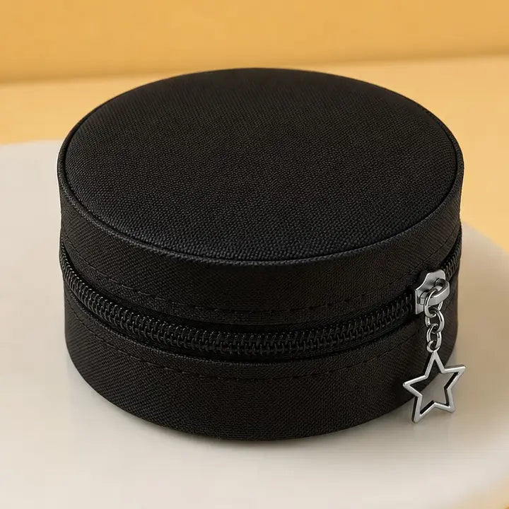 Round Jewelry Travel Case - Black