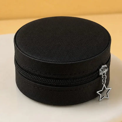 Round Jewelry Travel Case - Black
