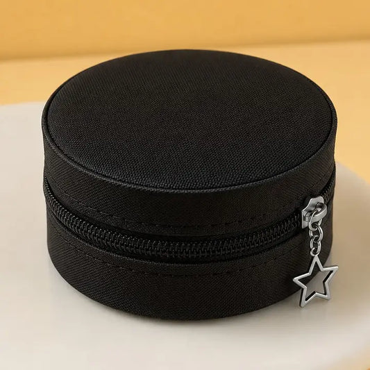 Round Jewelry Travel Case - Black