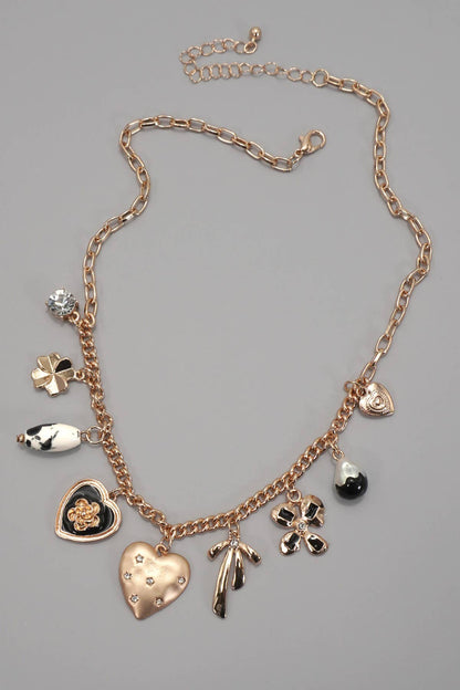 Pearl Charm Necklace - Gold