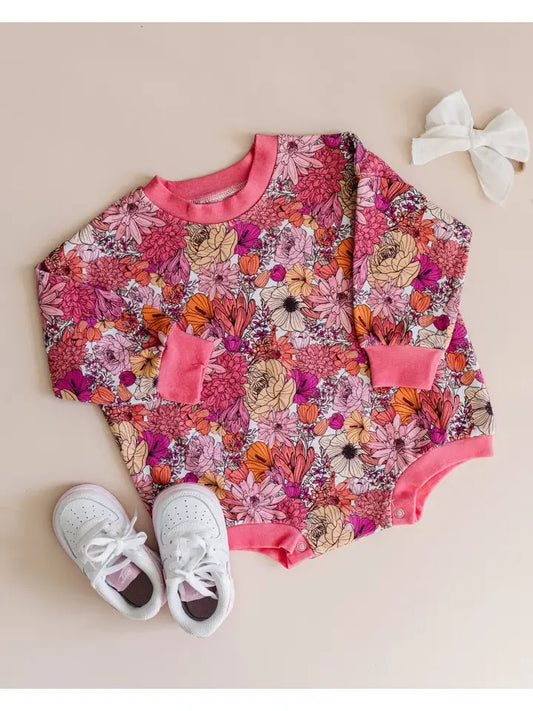 Bubble Romper - Pink Flowers