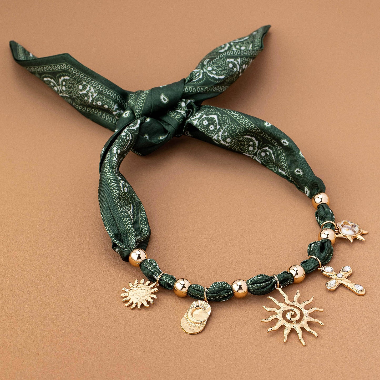 Scarf Necklace - Paisely Green