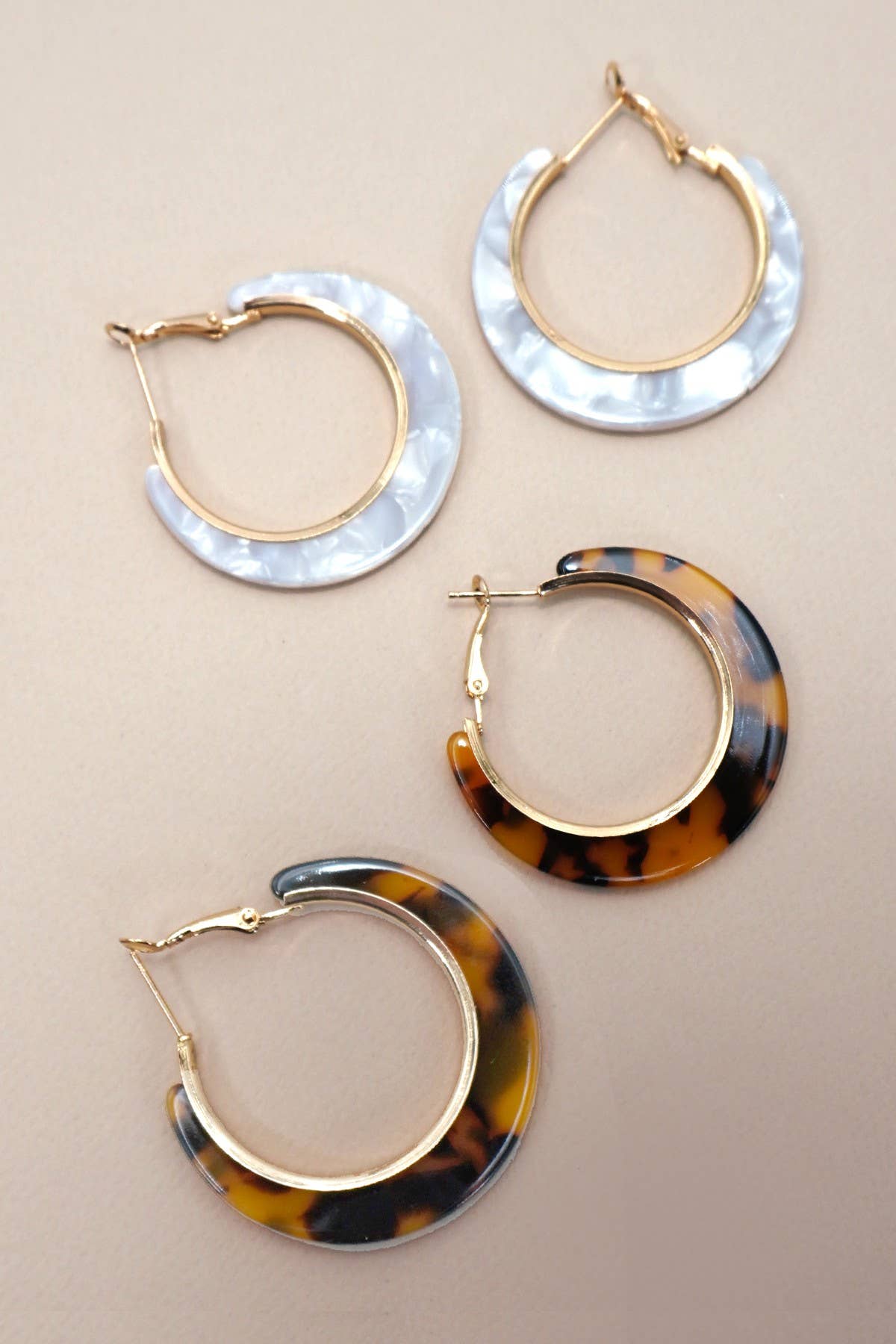 Tortoise Shell Hoop Earrings - Gold