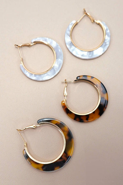 Tortoise Shell Hoop Earrings - Gold