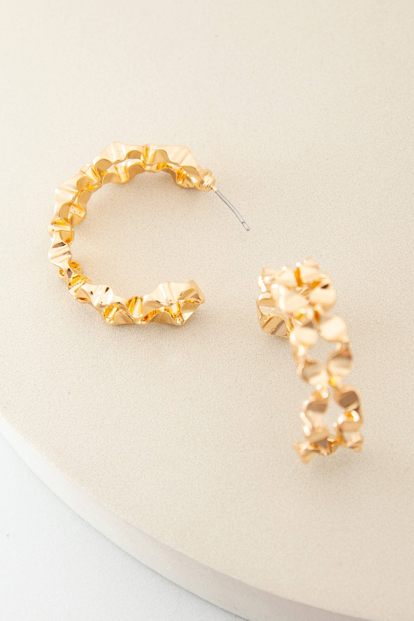 Hammered Geo Hoops - Gold