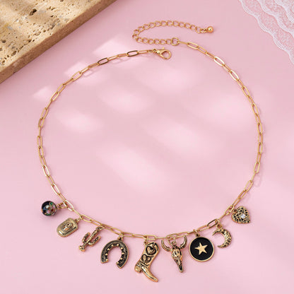 Western Boot Charm Necklace - Gold