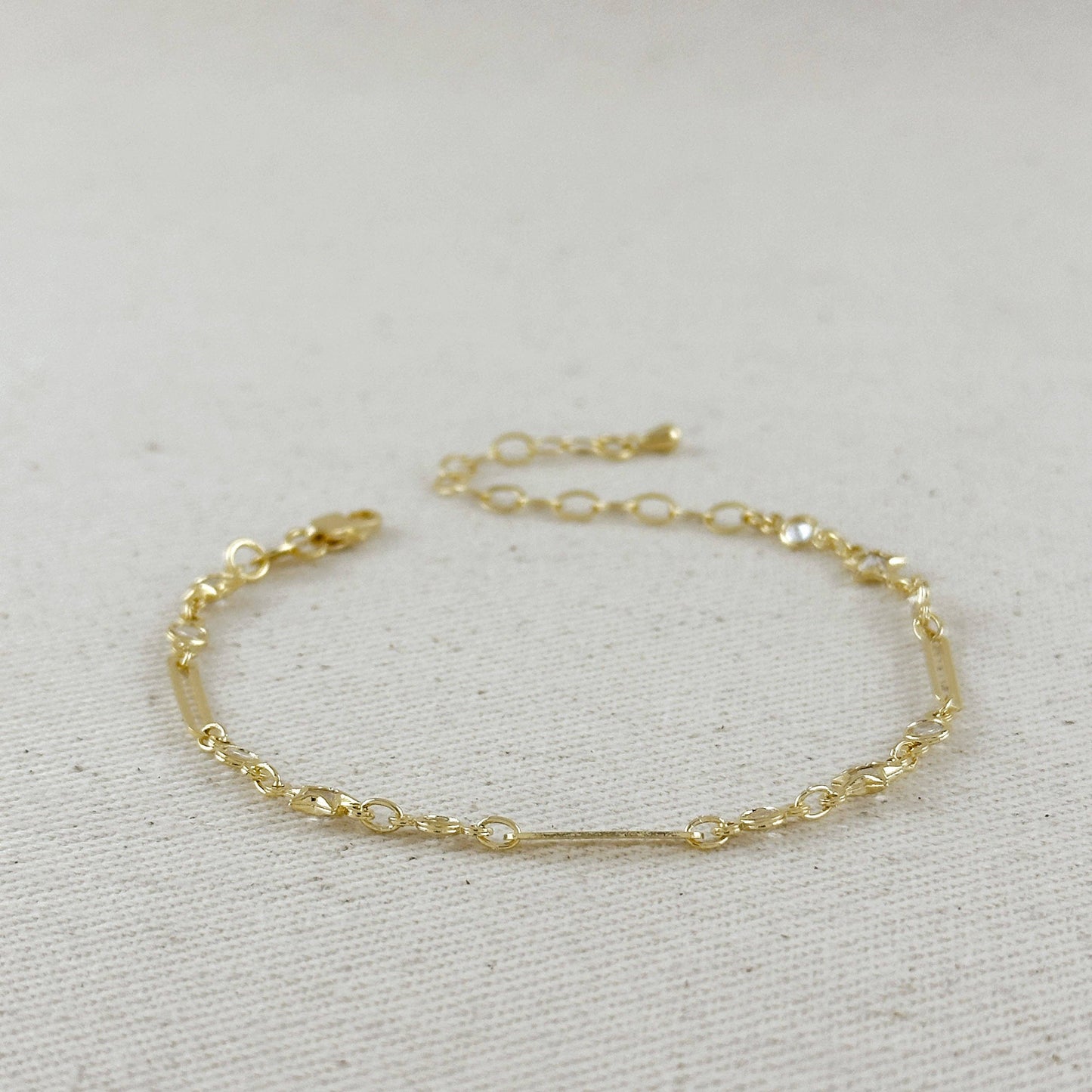 Paperclip And Stars CZ Bracelet - 18k Gold Filled