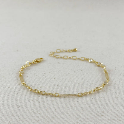 Paperclip And Stars CZ Bracelet - 18k Gold Filled