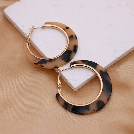 Tortoise Shell Hoop Earrings - Gold