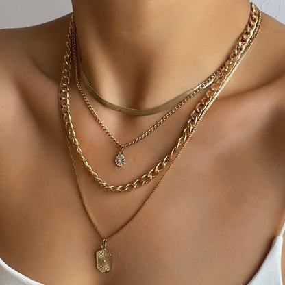 Double Charm Multi Layer Necklace - Gold