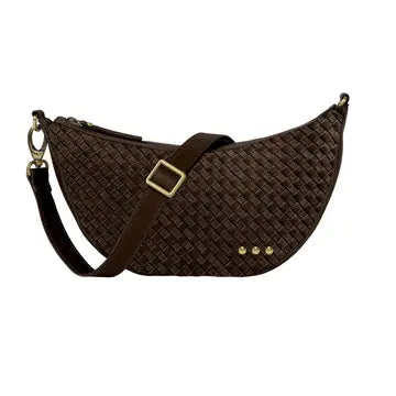Paige Suede Woven Crossbody - Chocolate