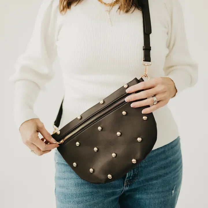 Gold Studded Westlyn Bum Bag - Chocolate