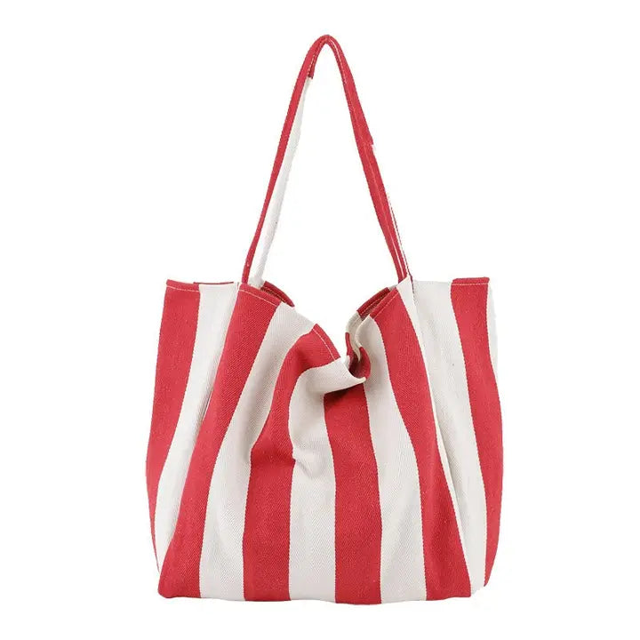 Striped Tote Bag - Red