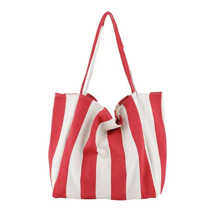 Striped Tote Bag - Red