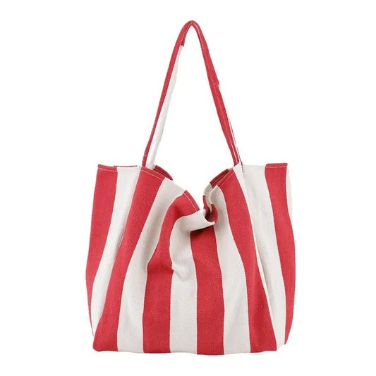 Striped Tote Bag - Red