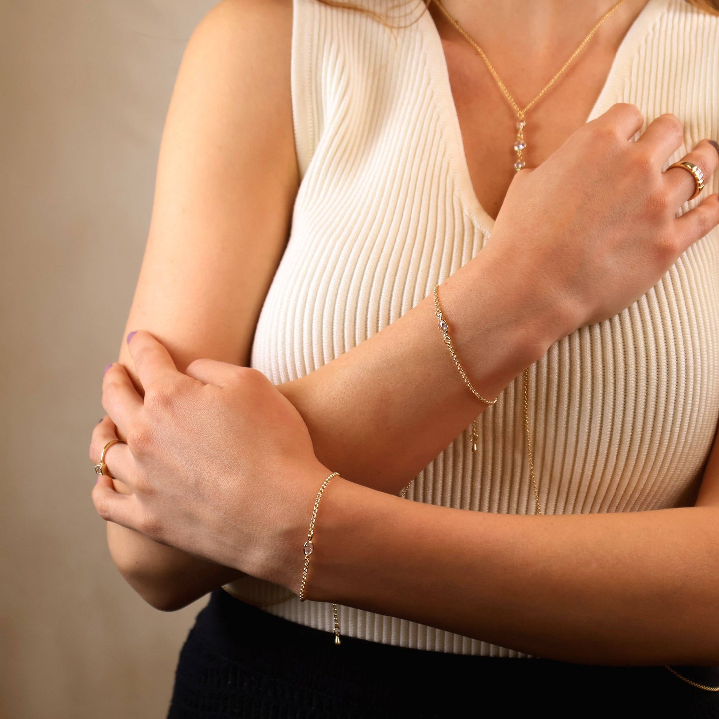 CZ Solitaire  Bracelet -18k Gold Filled