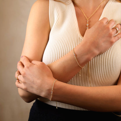 CZ Solitaire  Bracelet -18k Gold Filled