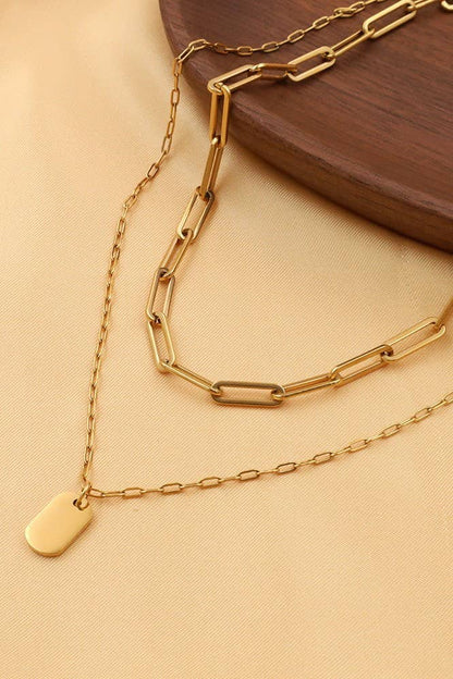 Tag Layered Necklace - Gold