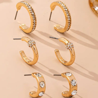 Crystal Huggie Hoop Trio Set - Gold