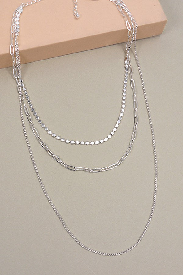 Chain Multi Layer Necklace - Silver