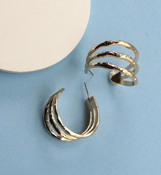 Hammered Triple Hoop Earrings