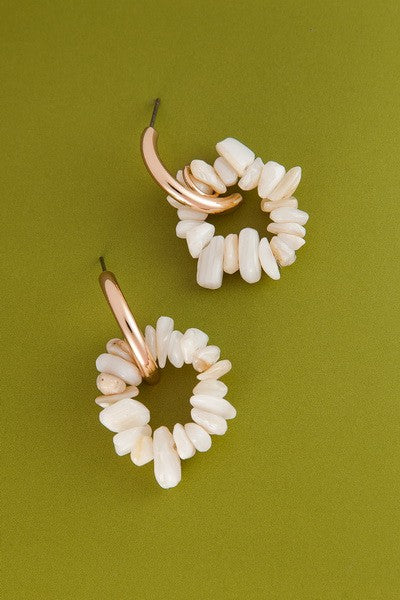 Shell Dangle Hoop Earrings