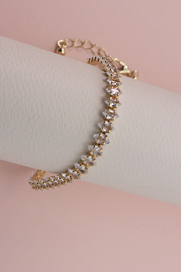 Navette Rhinestone Clasp Bracelet