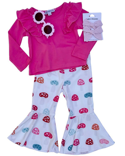 June Ruffle Shoulder Top & Leotard - Hot Pink