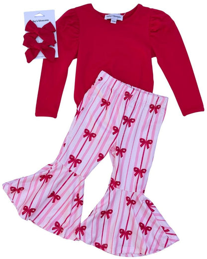 Keely Exaggerated Bell Bottoms - Sweetheart Bows
