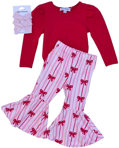 Keely Exaggerated Bell Bottoms - Sweetheart Bows