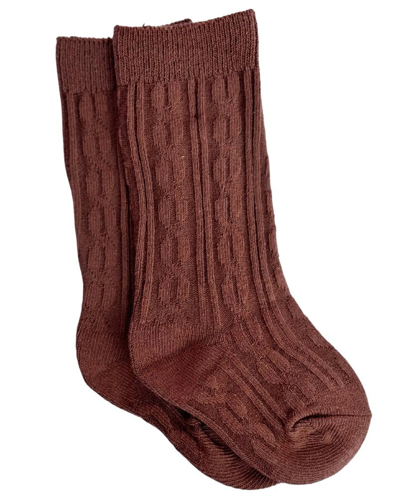 Pepper Knee-High Cable Knit Socks