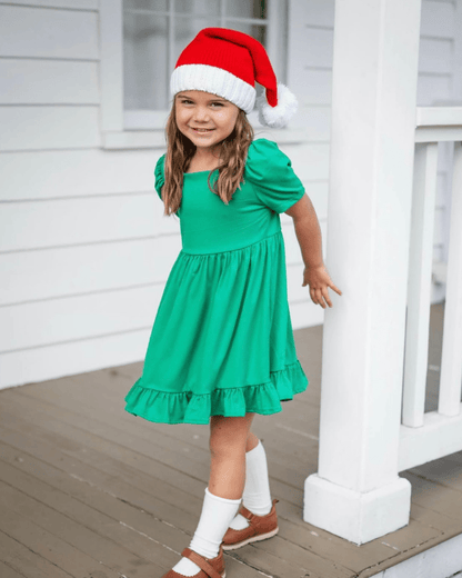 Phoebe Ruffle Dress - Christmas Green
