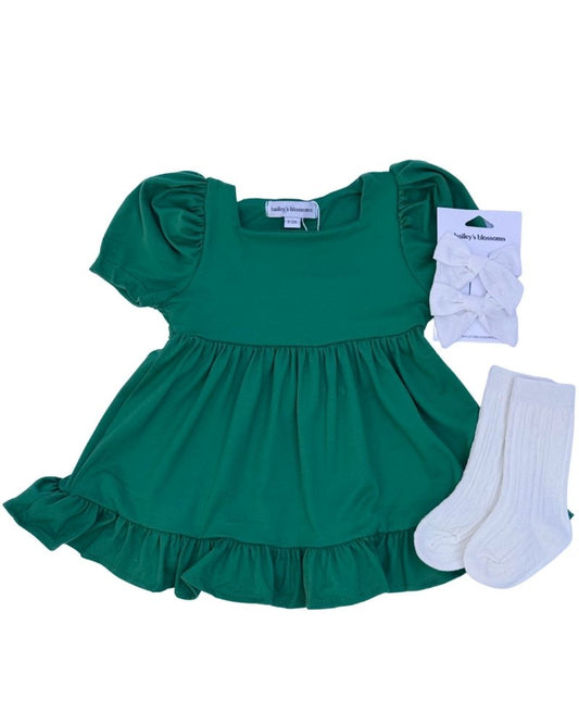 Phoebe Ruffle Dress - Christmas Green